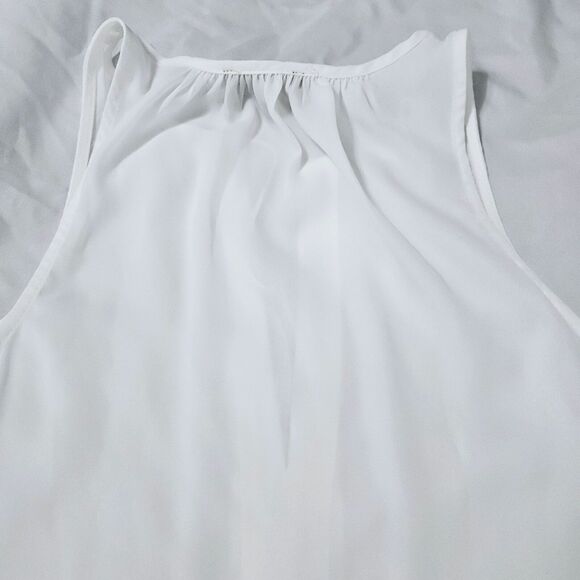 Lumiere Womens Blouse White Size Medium 100% Polyester Pullover Sleeveless Deep - Picture 10 of 12